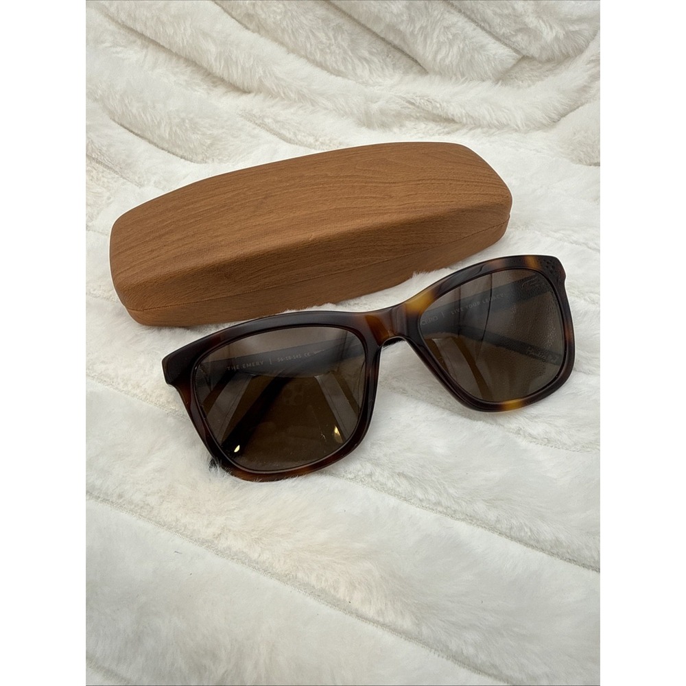 VINCERO SUNGLASSES HANDCRAFTED TORTOISE SQUARE THE EMERY 56-18–145 LUXURY CASE
